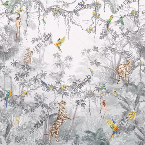 Панно Affresco Wallpaper Part 2 Wild Cats AF958-COL2 2x2,01 м