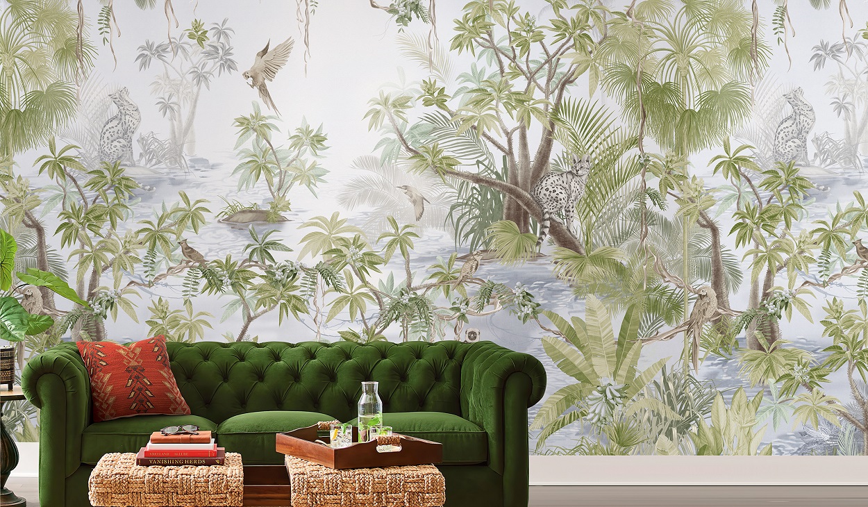 Панно Affresco Wallpaper Part 2 Wild Cats AF958-COL4 2x2,01 м фото в интерьере