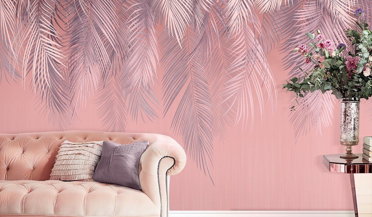 Панно Affresco Wallpaper Part 2 Palm Leaves AF952-COL2 2x2,68 м фото в интерьере