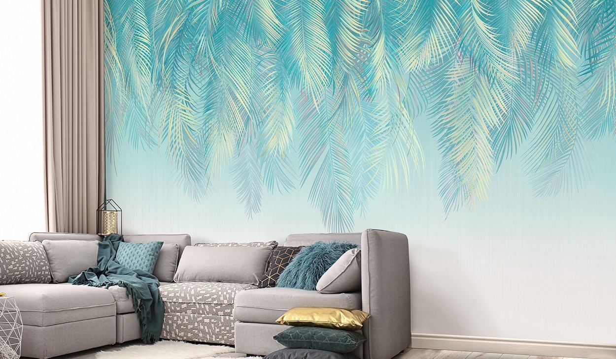 Панно Affresco Wallpaper Part 2 Palm Leaves AF952-COL5 2x2,68 м фото в интерьере