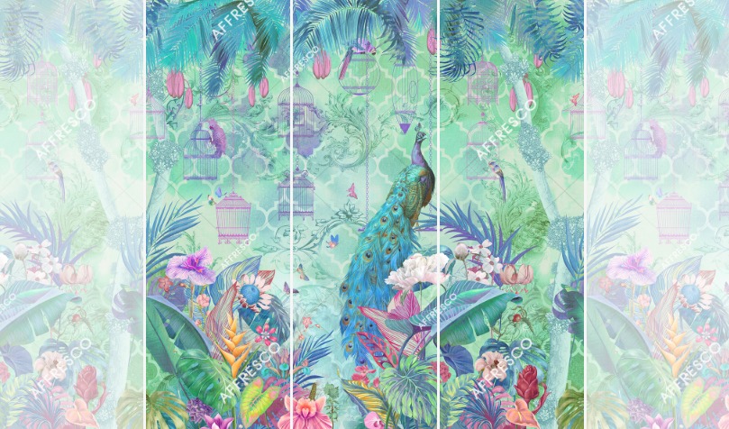 Панно Affresco Wallpaper Part 2 Peacock AB130-COL1 2x2,01 м