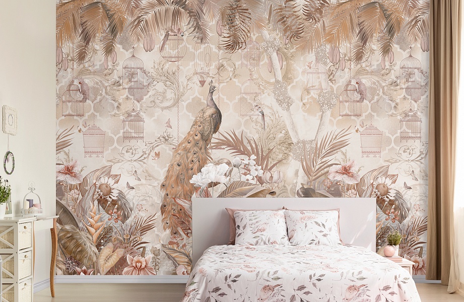 Панно Affresco Wallpaper Part 2 Peacock AB130-COL2 2x2,01 м фото в интерьере