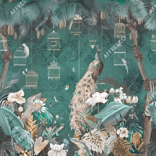 Панно Affresco Wallpaper Part 2 Peacock AB130-COL6 2x2,01 м