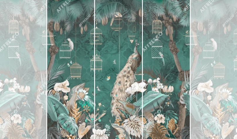 Панно Affresco Wallpaper Part 2 Peacock AB130-COL6 2x2,01 м