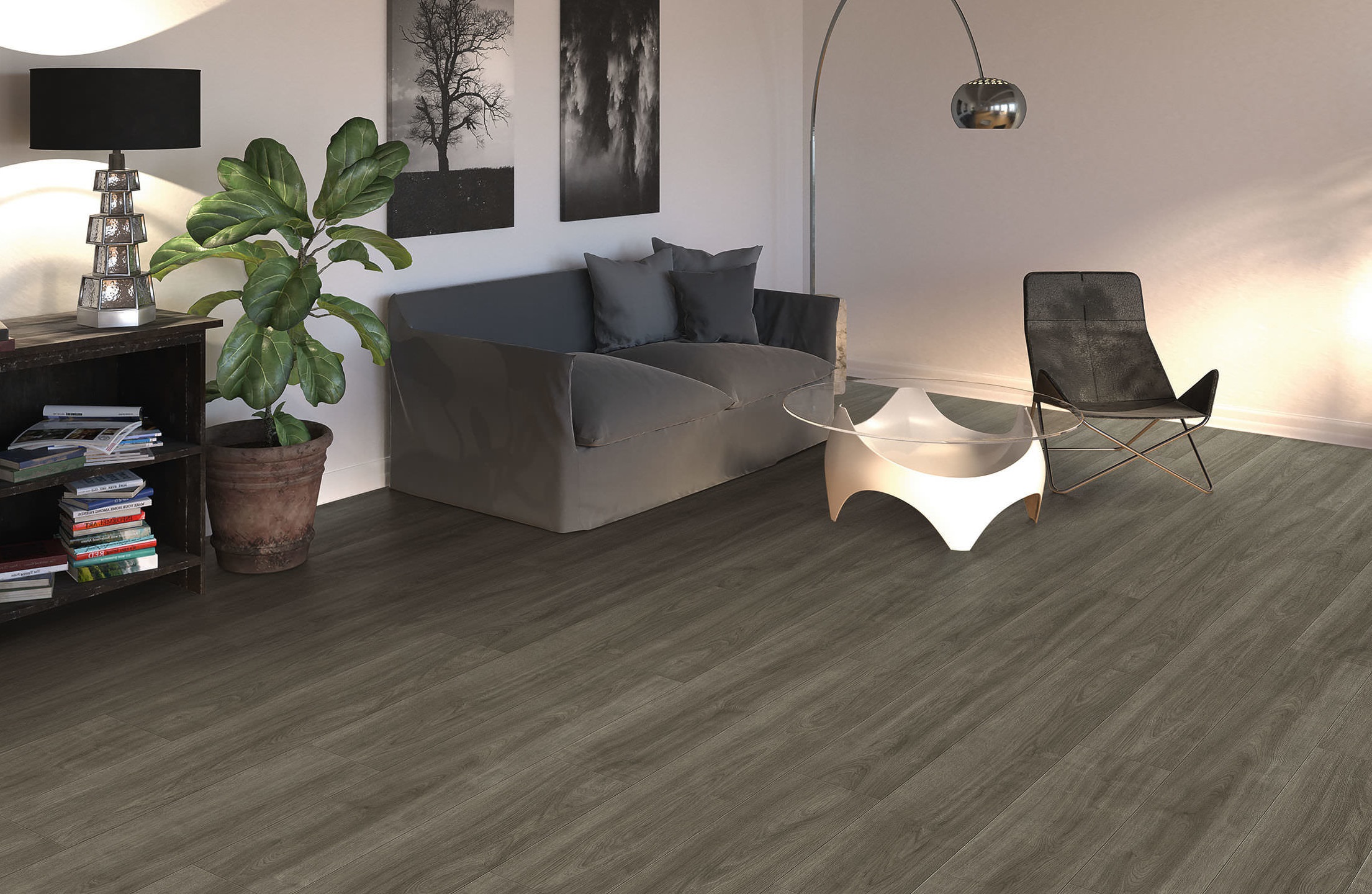 Ламинат Haro Tritty 100 Дуб Элеганза Античный Серый 541471 1282×193×8 фото в интерьере