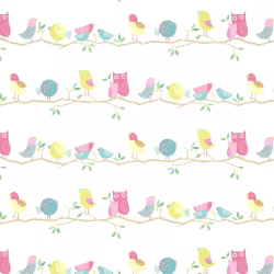 Обои Harlequin Book of Little Treasures What A Hoot Pink Aqua Apple and Natural 112650