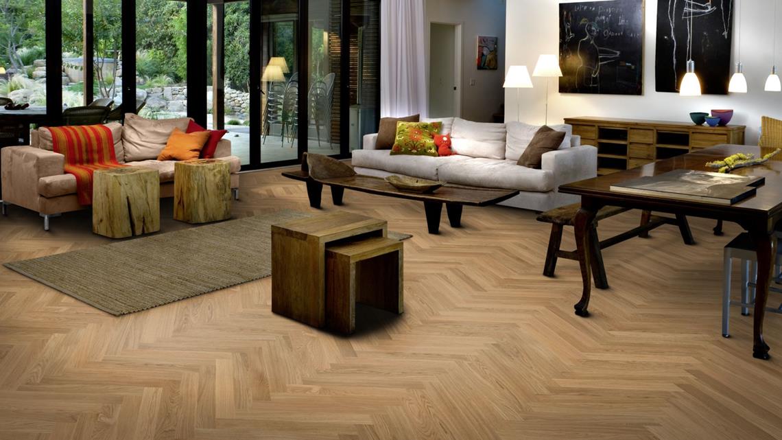 Инженерная доска Kahrs Студио Дуб AB под маслом Oak AB natural oiled HB 111PABEKF0KE050 Calm венгерская елка 490×70×11 фото в интерьере