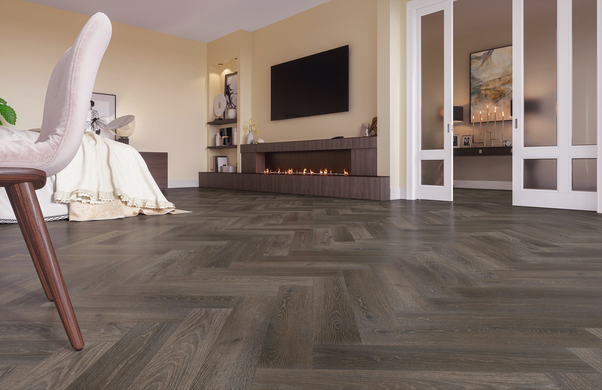 Кварцвиниловый SPC ламинат Fargo Parquet Дуб Женева 33-379-4 венгерская елка 615×123×3,5