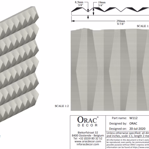 Стеновая панель под покраску Orac Decor Ridge W112 2000×250×20