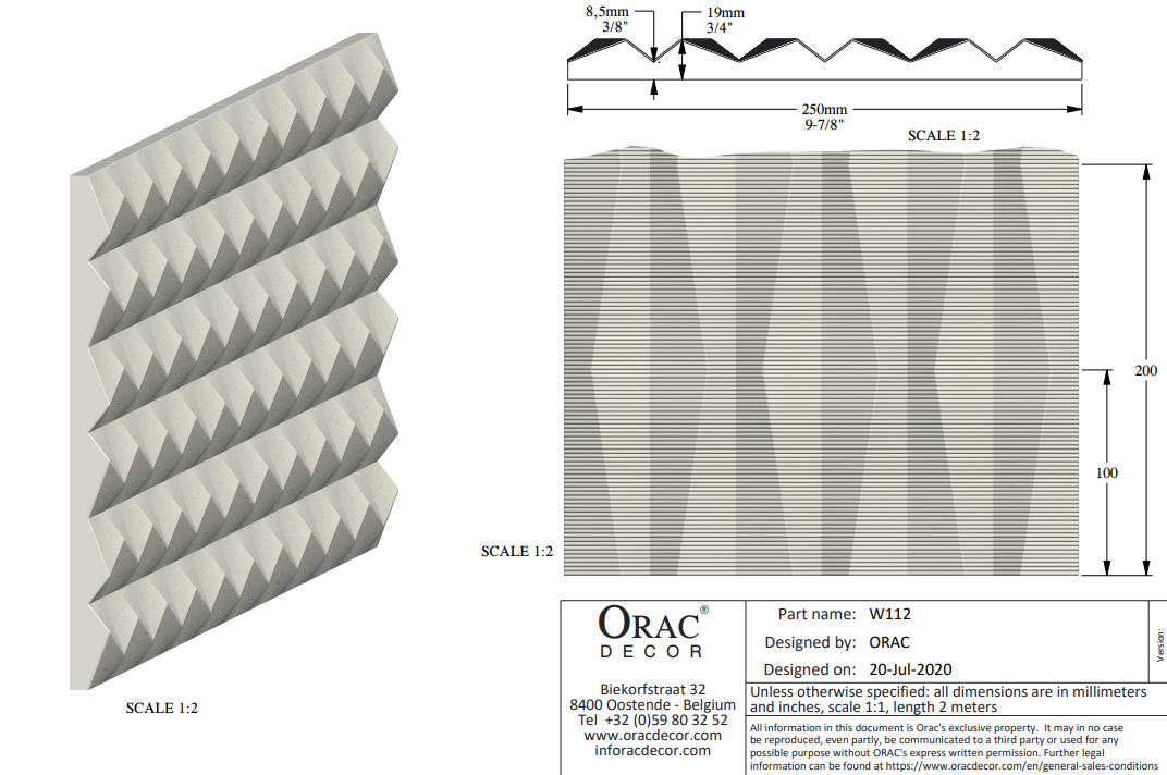 Стеновая панель под покраску Orac Decor Ridge W112 2000×250×20