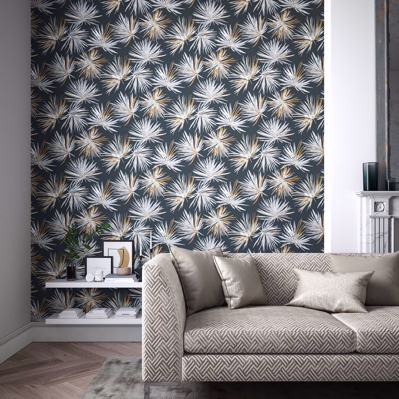 Обои Harlequin Momentum 7 Aucuba Slate/Bronze/Topaz 112744 фото в интерьере