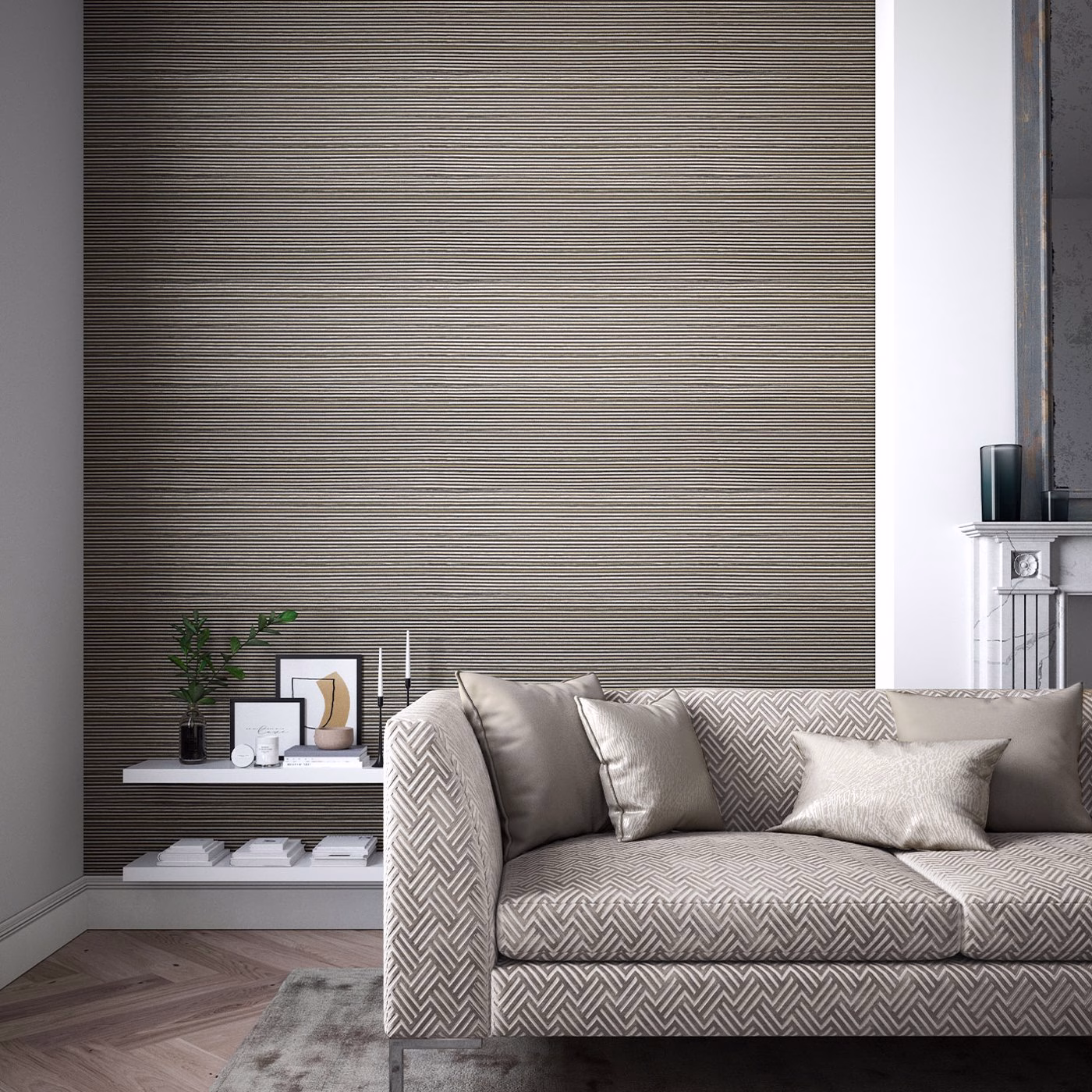 Обои Harlequin Momentum 7 Gradiate Ebony/Parchment 112755 фото в интерьере