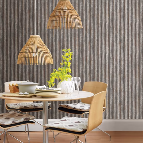 Обои Aura Trilogy Kirkland Charcoal Corrugated Metal FD22333