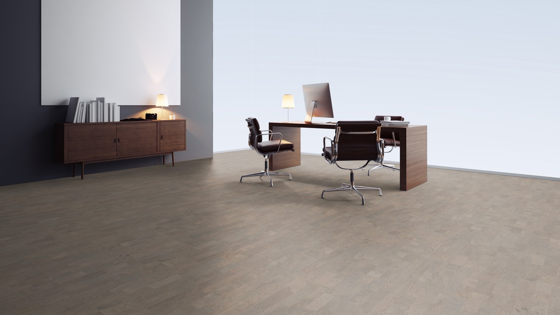 Пробковый пол клеевой Wicanders Cork Pure Identity Silver AJ2Y001 600×300×6 фото в интерьере