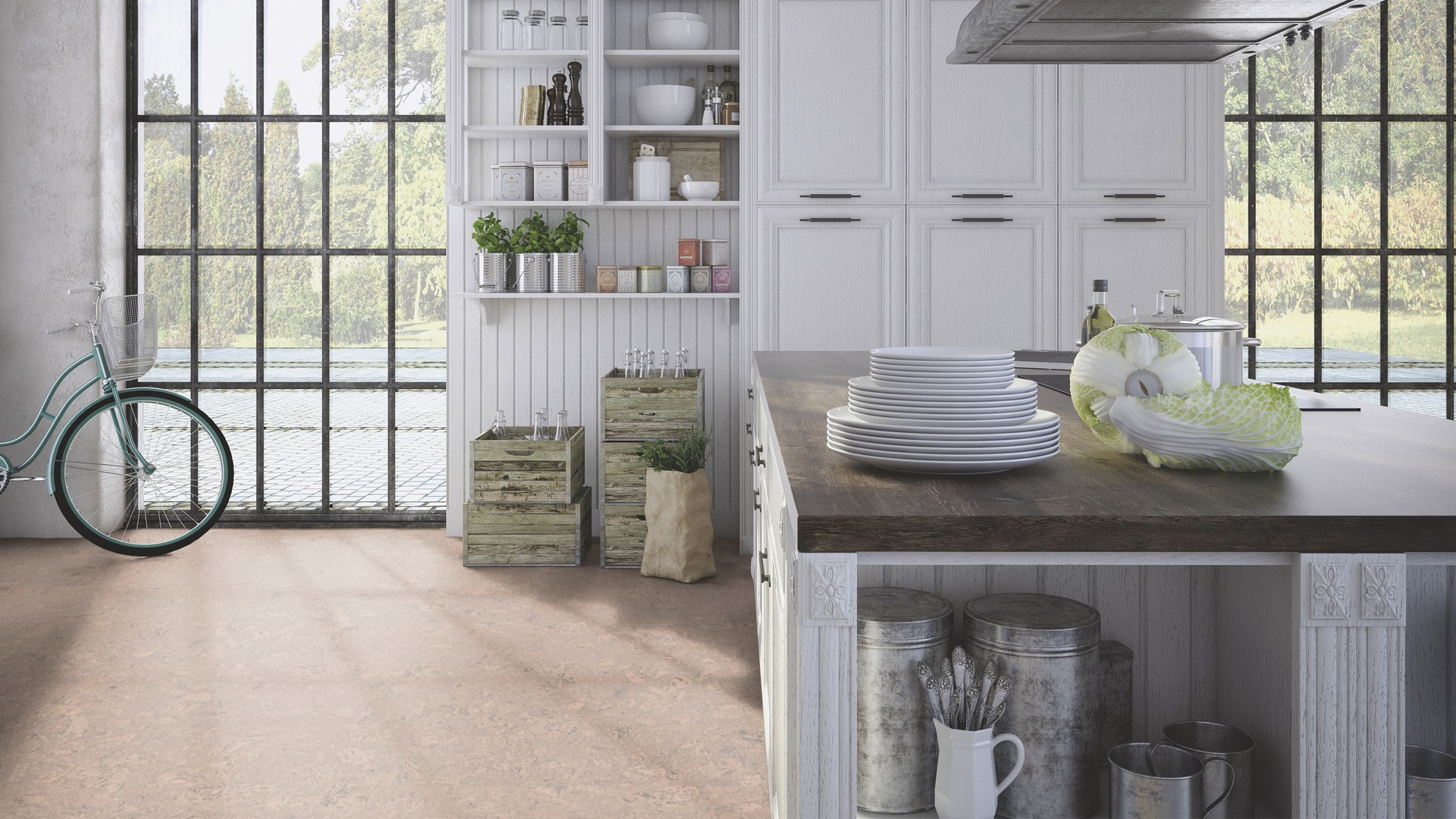 Пробковый пол клеевой Wicanders Cork Pure Personality Timide AJ3J002 600×300×6 фото в интерьере