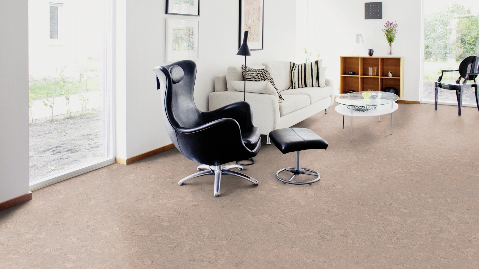 Пробковый пол клеевой Wicanders Cork Pure Personality Timide AJ3J002 600×300×6 фото в интерьере