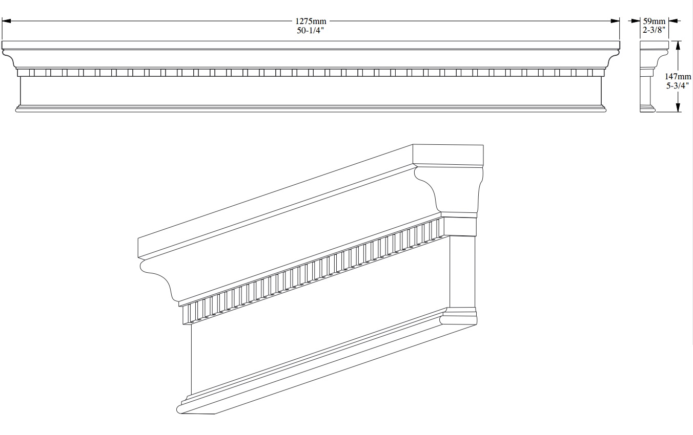 Дверной декор верхний под покраску Orac Decor D401 1275x145×55 мм