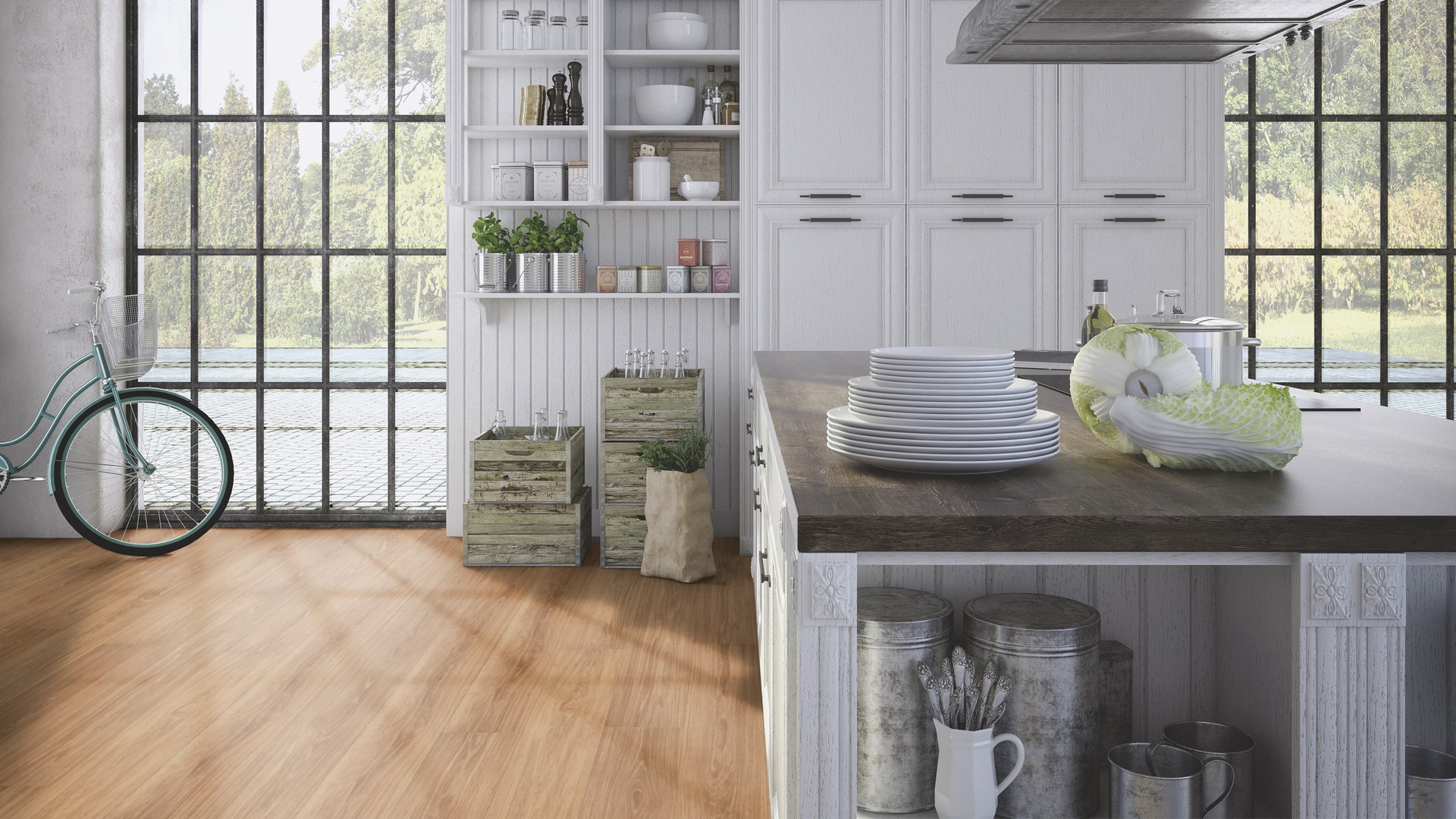 Пробковый пол замковый Wicanders Wood Essence Classic Prime Oak D8F4001 1830×185×11,5 фото в интерьере