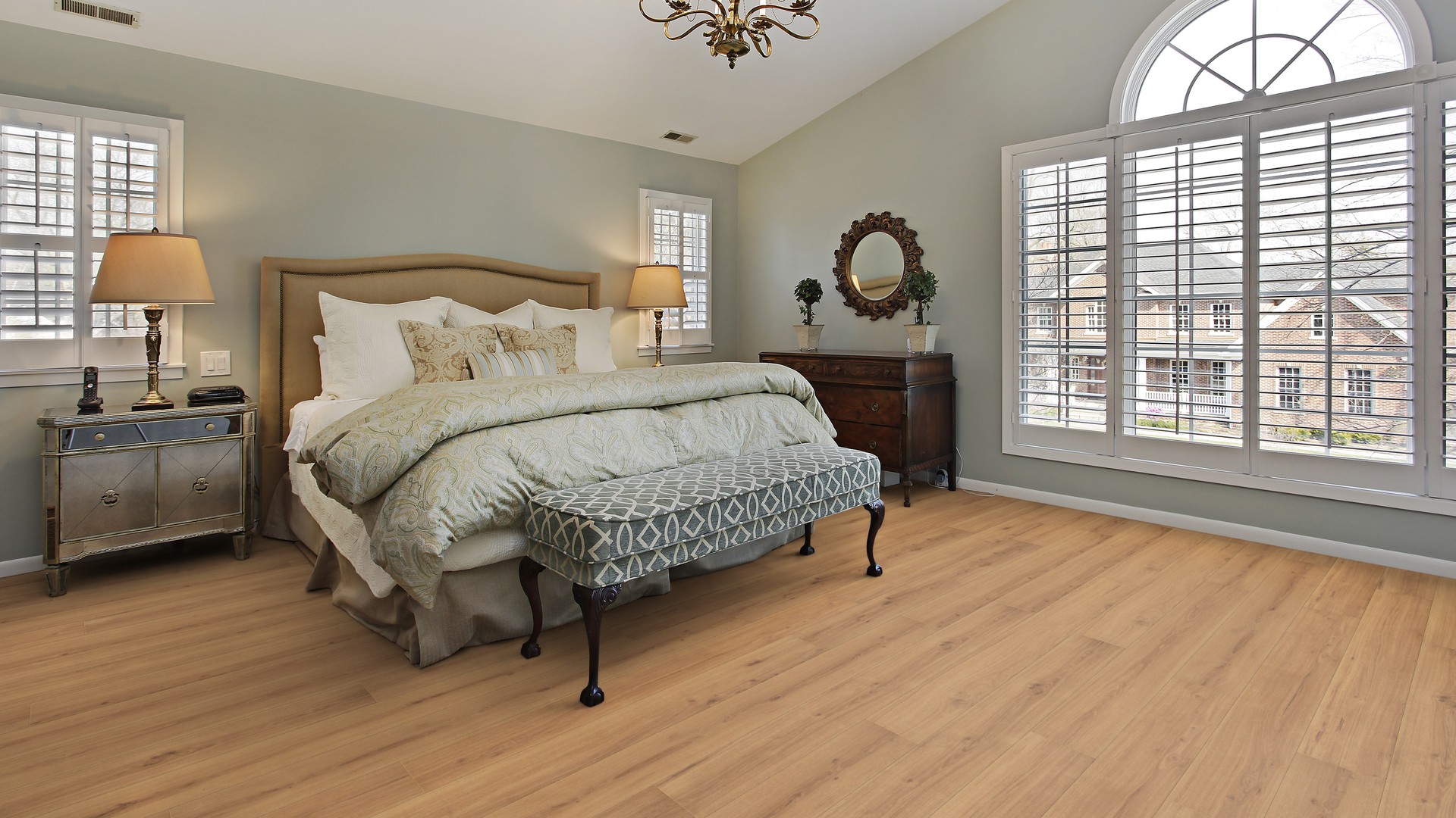 Пробковый пол замковый Wicanders Wood Essence Golden Prime Oak D8F7001 1830×185×11,5 фото в интерьере