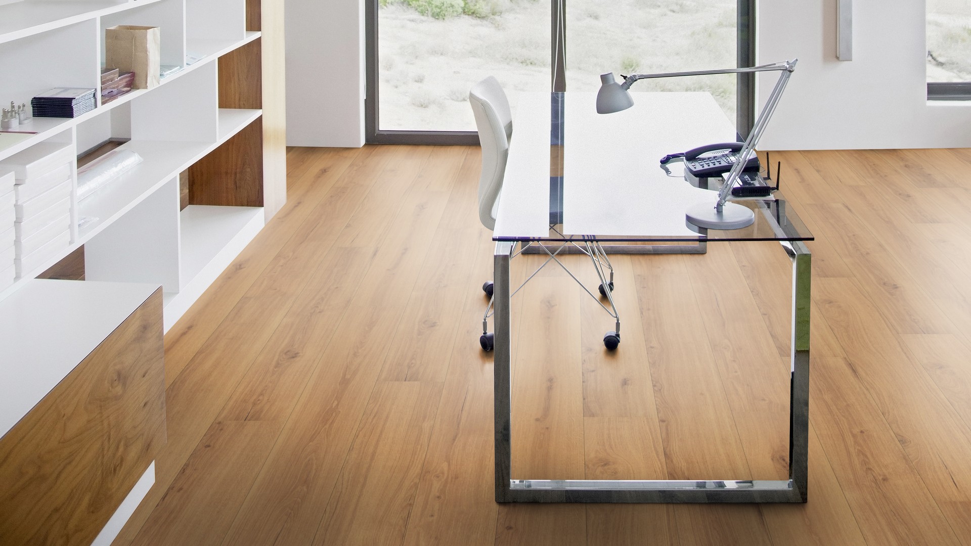 Пробковый пол замковый Wicanders Wood Essence Golden Prime Oak D8F7001 1830×185×11,5 фото в интерьере