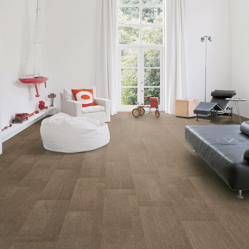 Пробковый пол клеевой Wicanders Cork Pure Fashionable Grafite AJ8M001 600×300×4 фото в интерьере