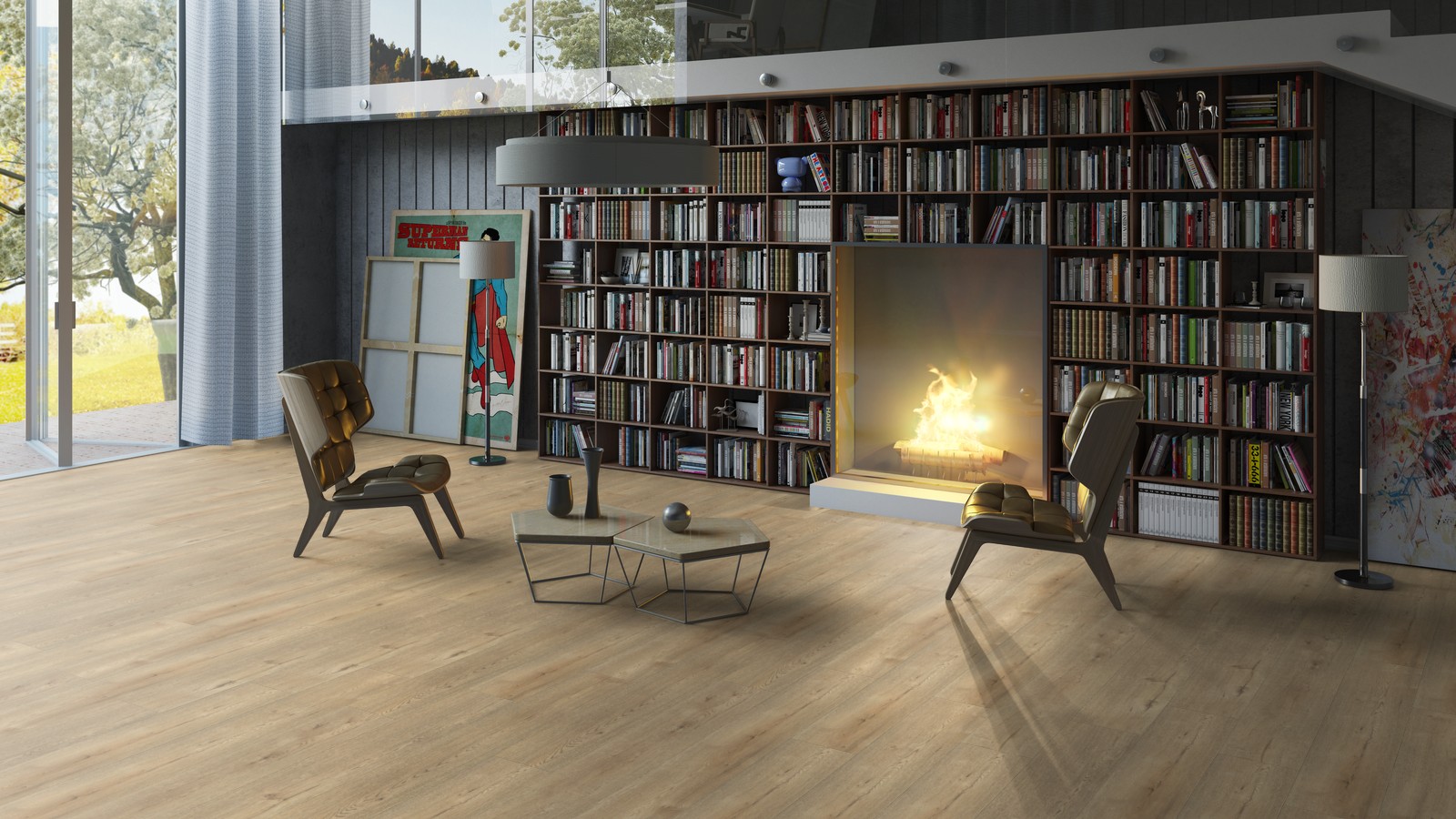 Кварцвиниловый SPC ламинат Tarkett Art Vinyl Deep House Laura 1400×225×4,6 фото в интерьере