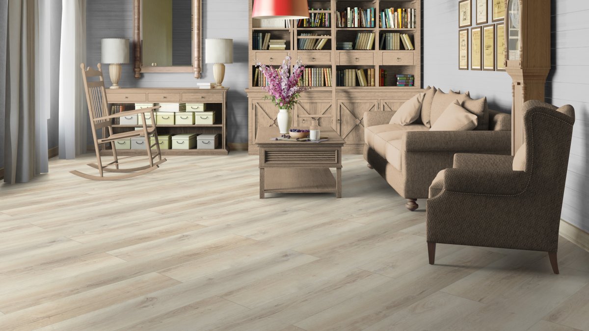 Кварцвиниловый SPC ламинат Tarkett Art Vinyl Deep House Oswald 1400×225×4,6 фото в интерьере