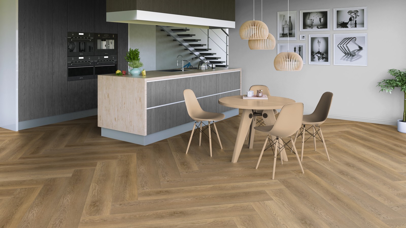 Кварцвиниловый SPC ламинат Tarkett Art Vinyl Deep House Stanley 1400×225×4,6 фото в интерьере