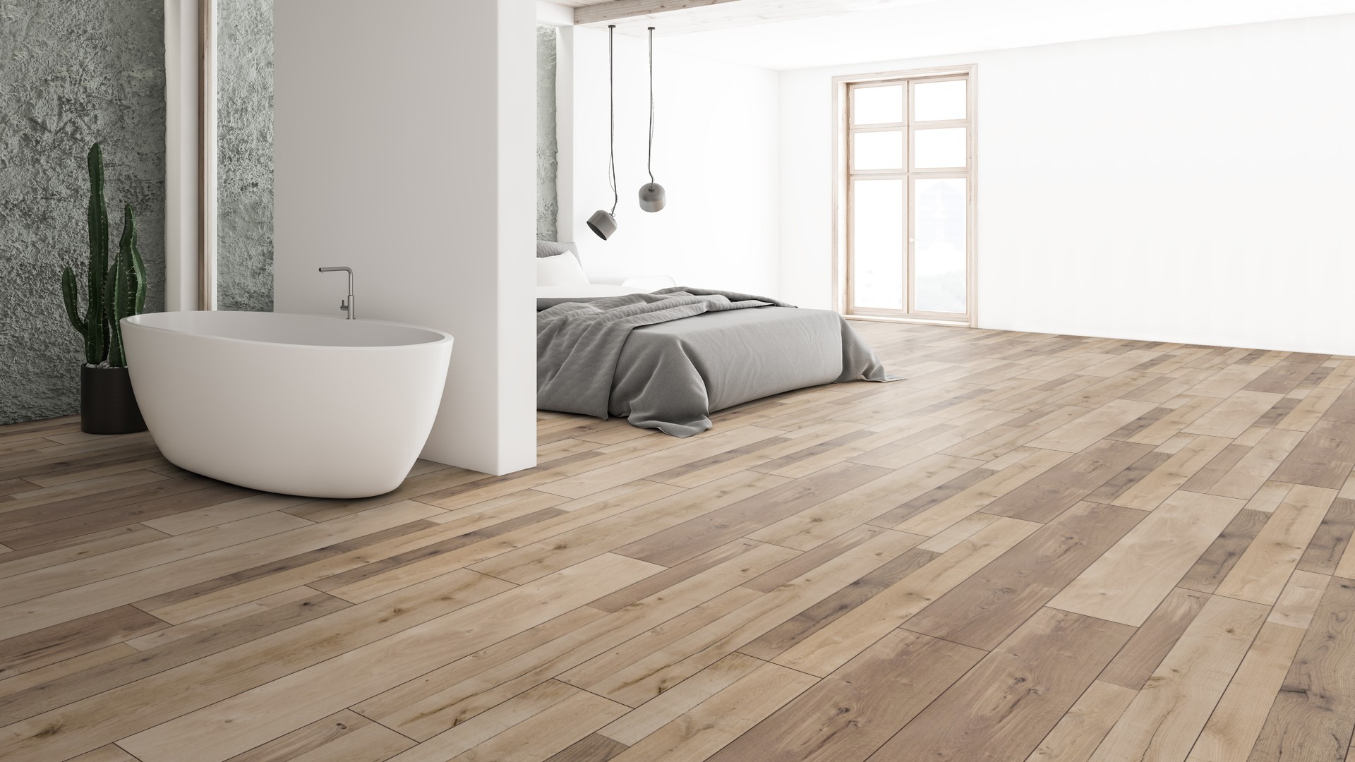 Ламинат Kaindl Aqua Pro Select Natural Touch 12.0 Стандартная доска 3 в 1 Дуб Trend К4361 RF 1383×193×12 фото в интерьере