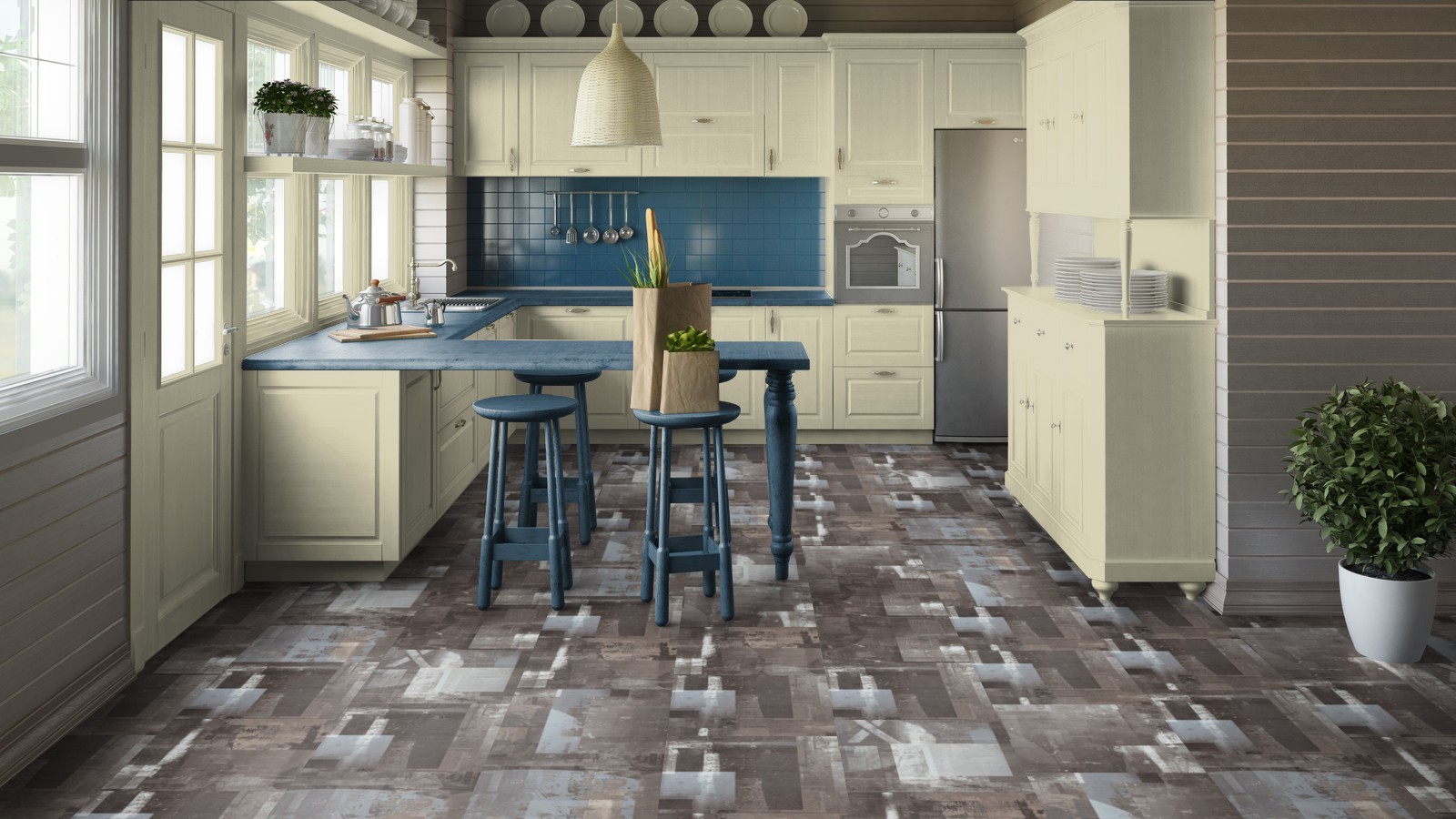 Кварцвиниловая плитка Tarkett Art Vinyl клеевая Lounge Digi Edition Oliver DJ 457,2×457,2×3 фото в интерьере