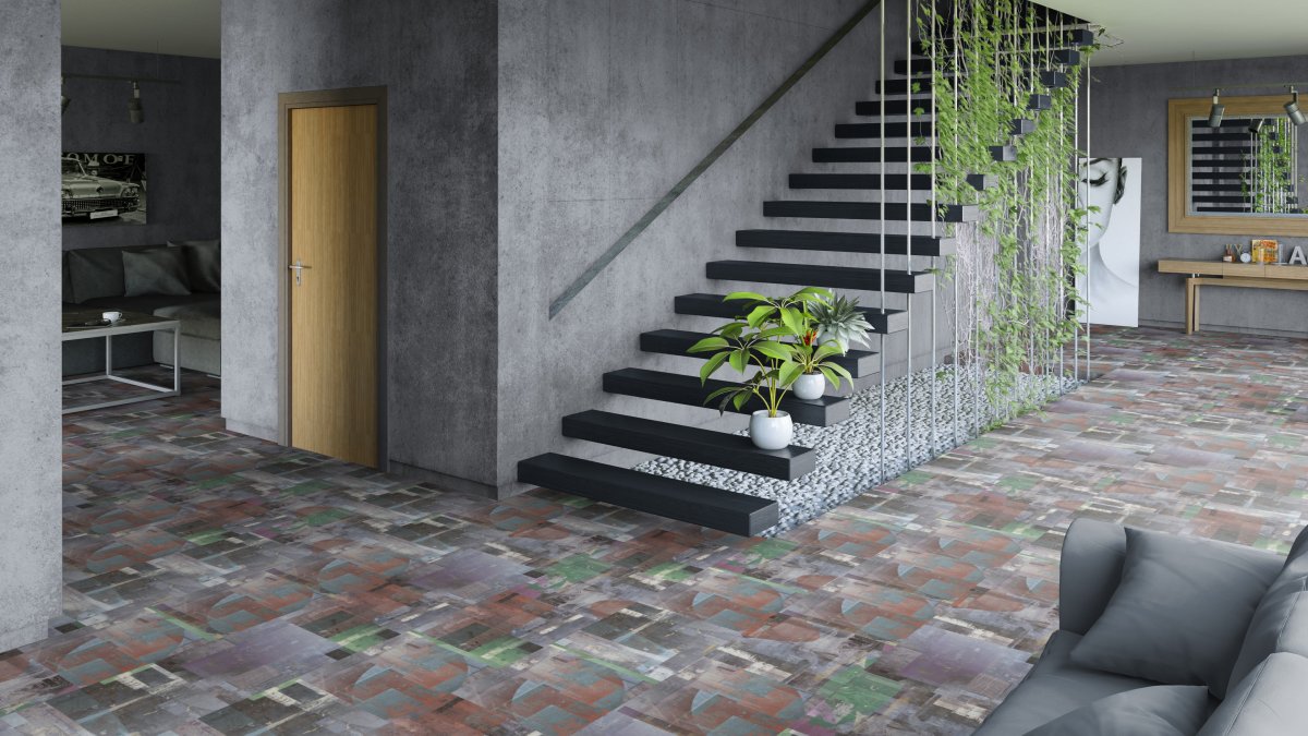 Кварцвиниловая плитка Tarkett Art Vinyl клеевая Lounge Digi Edition Paul DJ 457,2×457,2×3 фото в интерьере