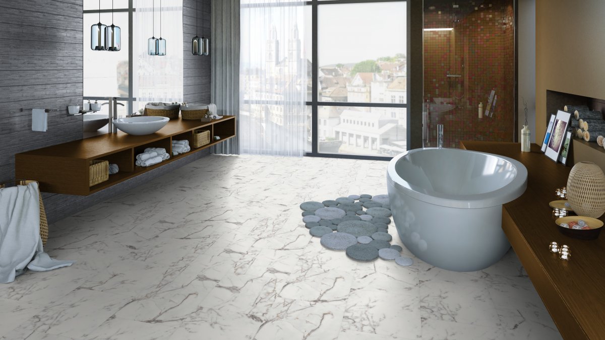 Кварцвиниловая плитка Tarkett Art Vinyl клеевая Lounge Digi Edition Sander DJ 457,2×457,2×3 фото в интерьере