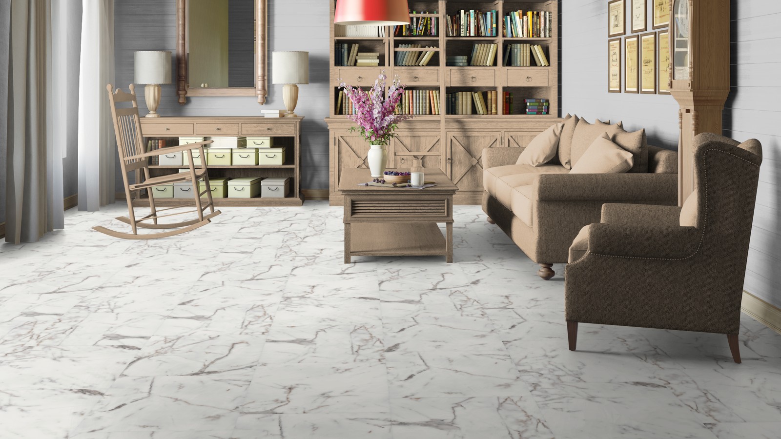 Кварцвиниловая плитка Tarkett Art Vinyl клеевая Lounge Digi Edition Sander DJ 457,2×457,2×3 фото в интерьере