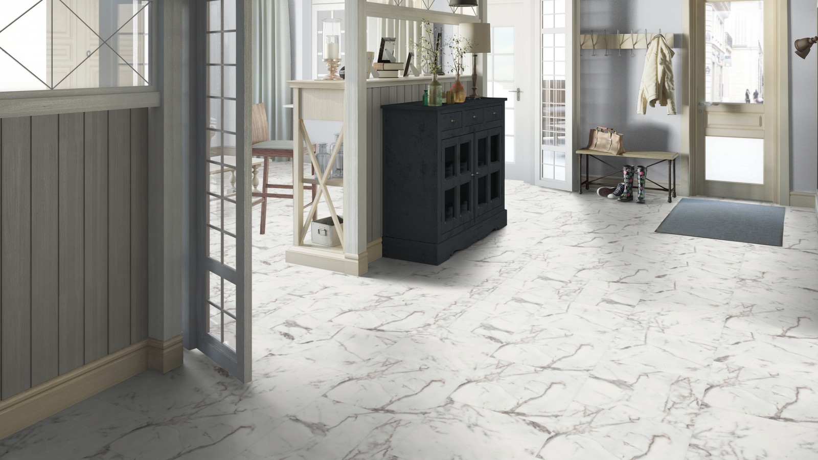 Кварцвиниловая плитка Tarkett Art Vinyl клеевая Lounge Digi Edition Sander DJ 457,2×457,2×3 фото в интерьере