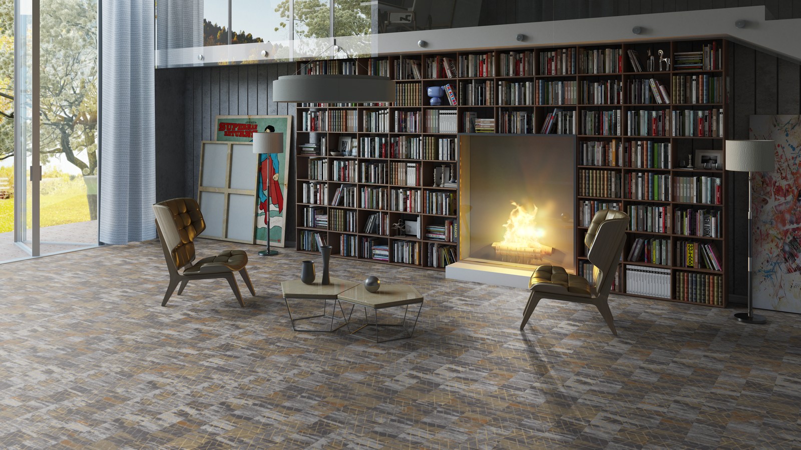 Кварцвиниловая плитка Tarkett Art Vinyl клеевая Lounge Digi Edition David DJ 914,4×152,4×3 фото в интерьере