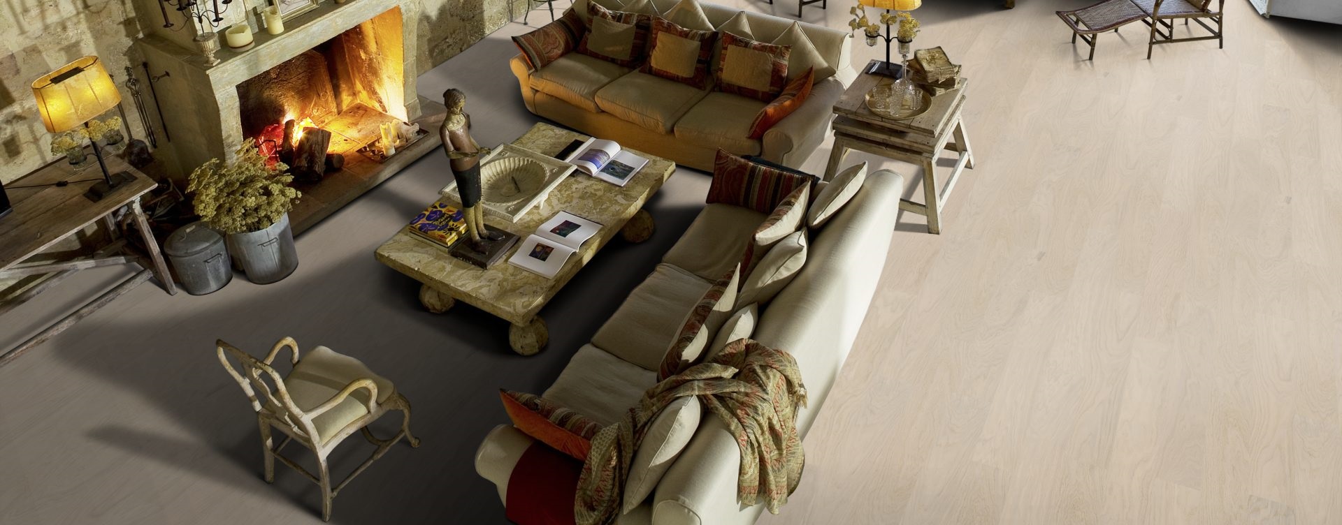 Паркетная доска Kahrs Life Дуб Coconut Cream LTCLRW3001-150 Calm 1810×150×7 фото в интерьере