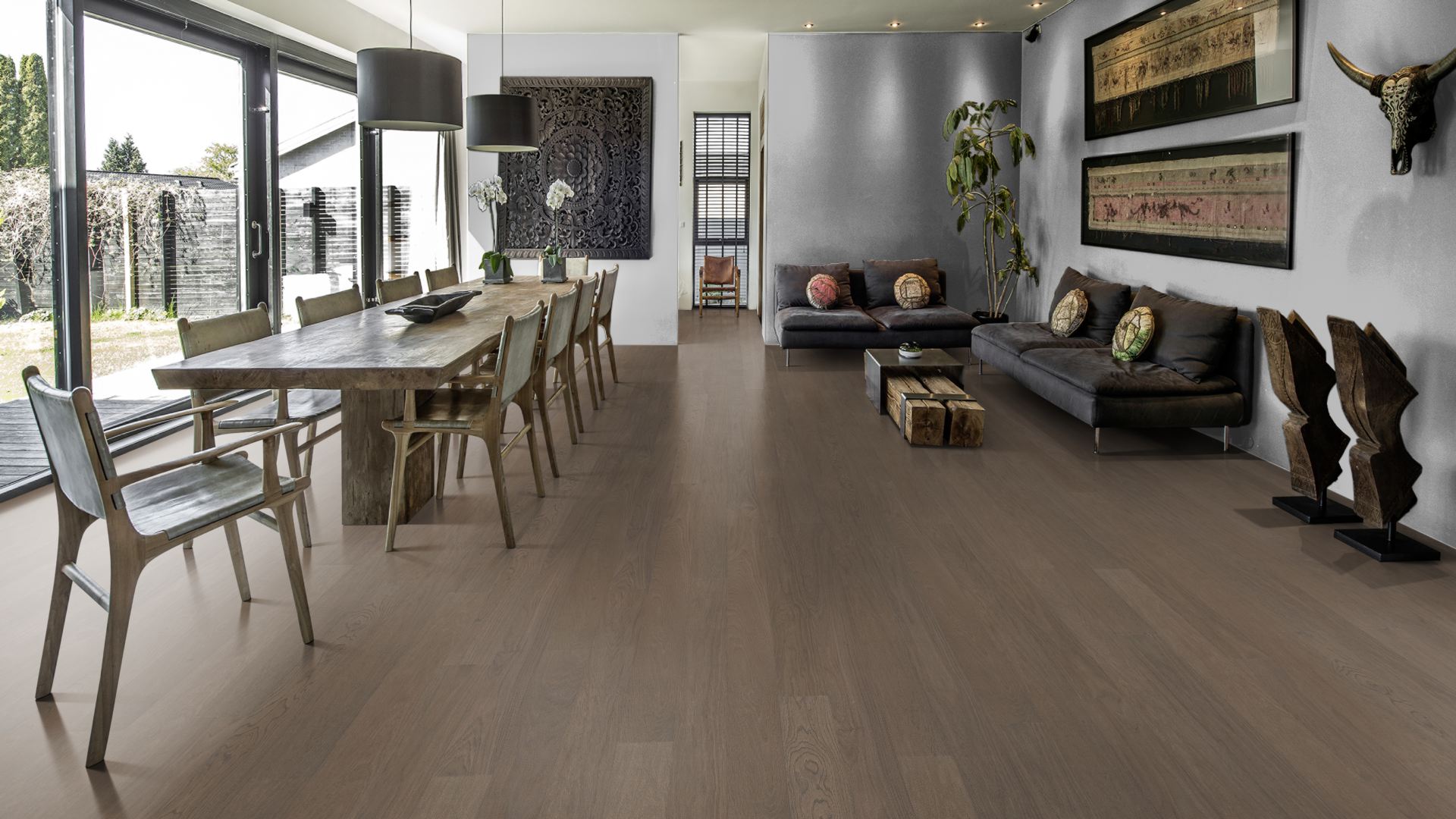 Паркетная доска Kahrs Life Дуб Faded Black LTCLRW3008-150 Calm 1810×150×7 фото в интерьере