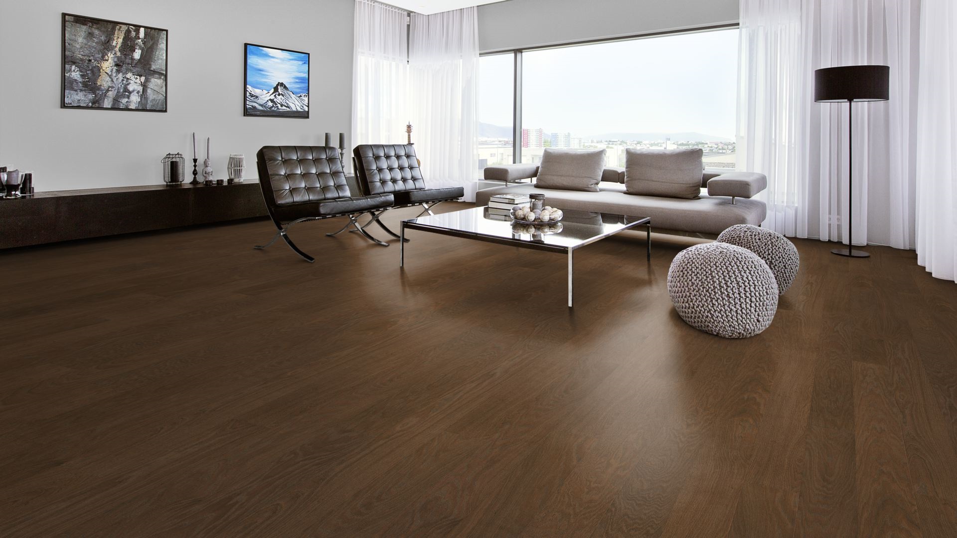 Паркетная доска Kahrs Life Дуб Cocoa Bean LTCLRW3011-150 Calm 1810×150×7 фото в интерьере