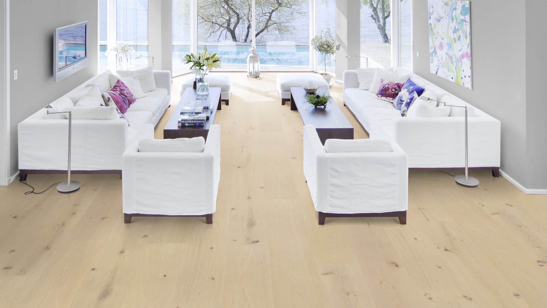 Паркетная доска Kahrs Роял Дуб Букингем Buckingham 181XADEK25KW240 Dynamic 2400×305×18 фото в интерьере