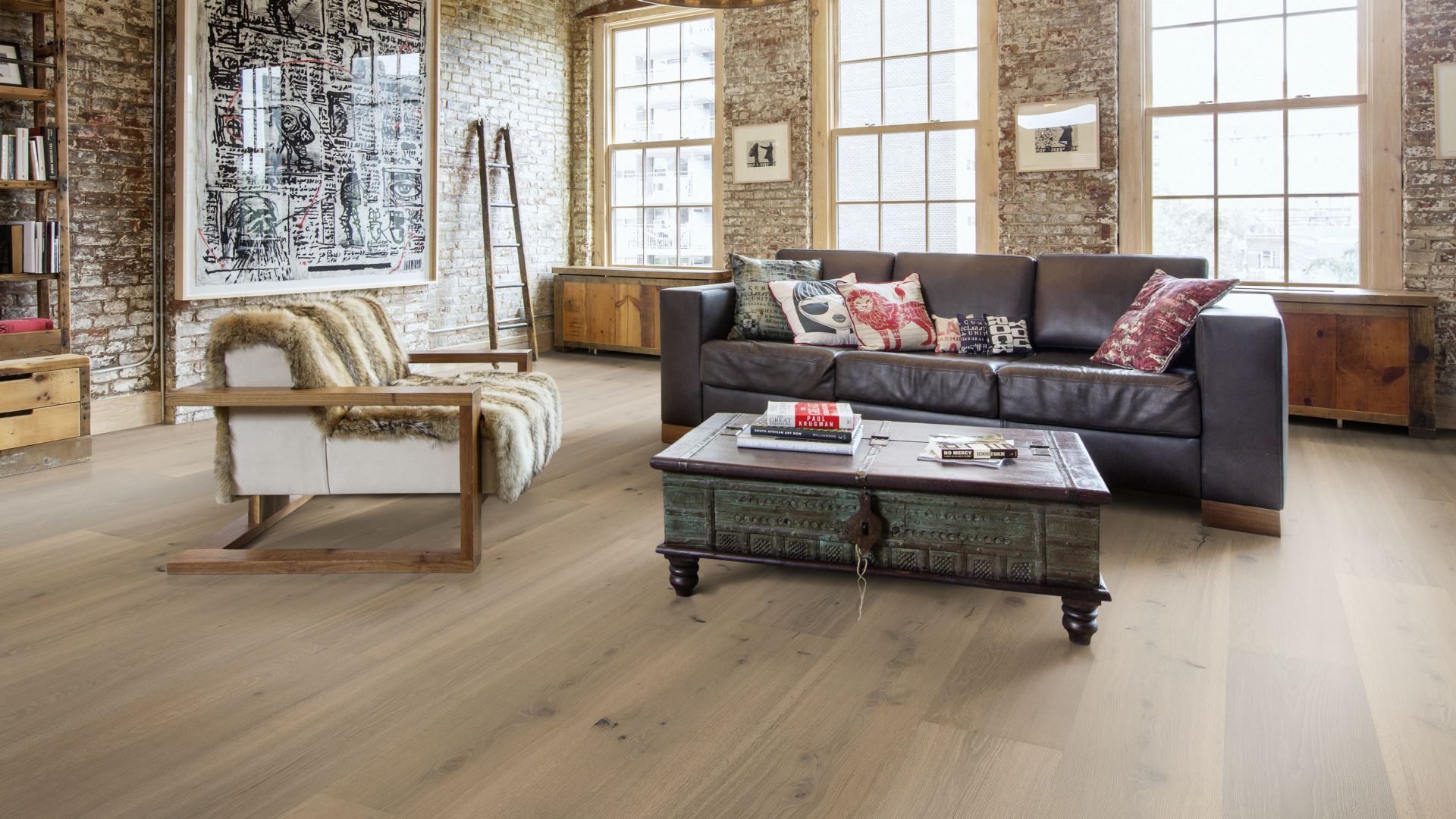 Паркетная доска Kahrs Роял Дуб Шильон Chillon 181XADEK32KW240 Dynamic 2400×305×18 фото в интерьере