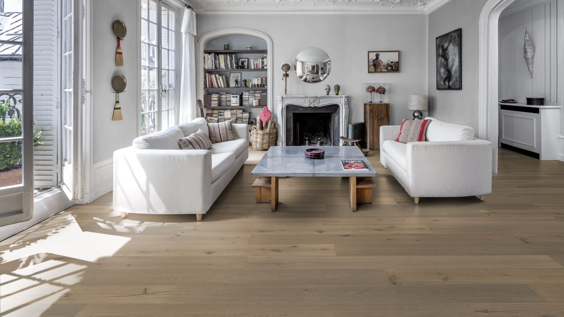 Паркетная доска Kahrs Роял Дуб Шильон Chillon 181XADEK32KW240 Dynamic 2400×305×18 фото в интерьере