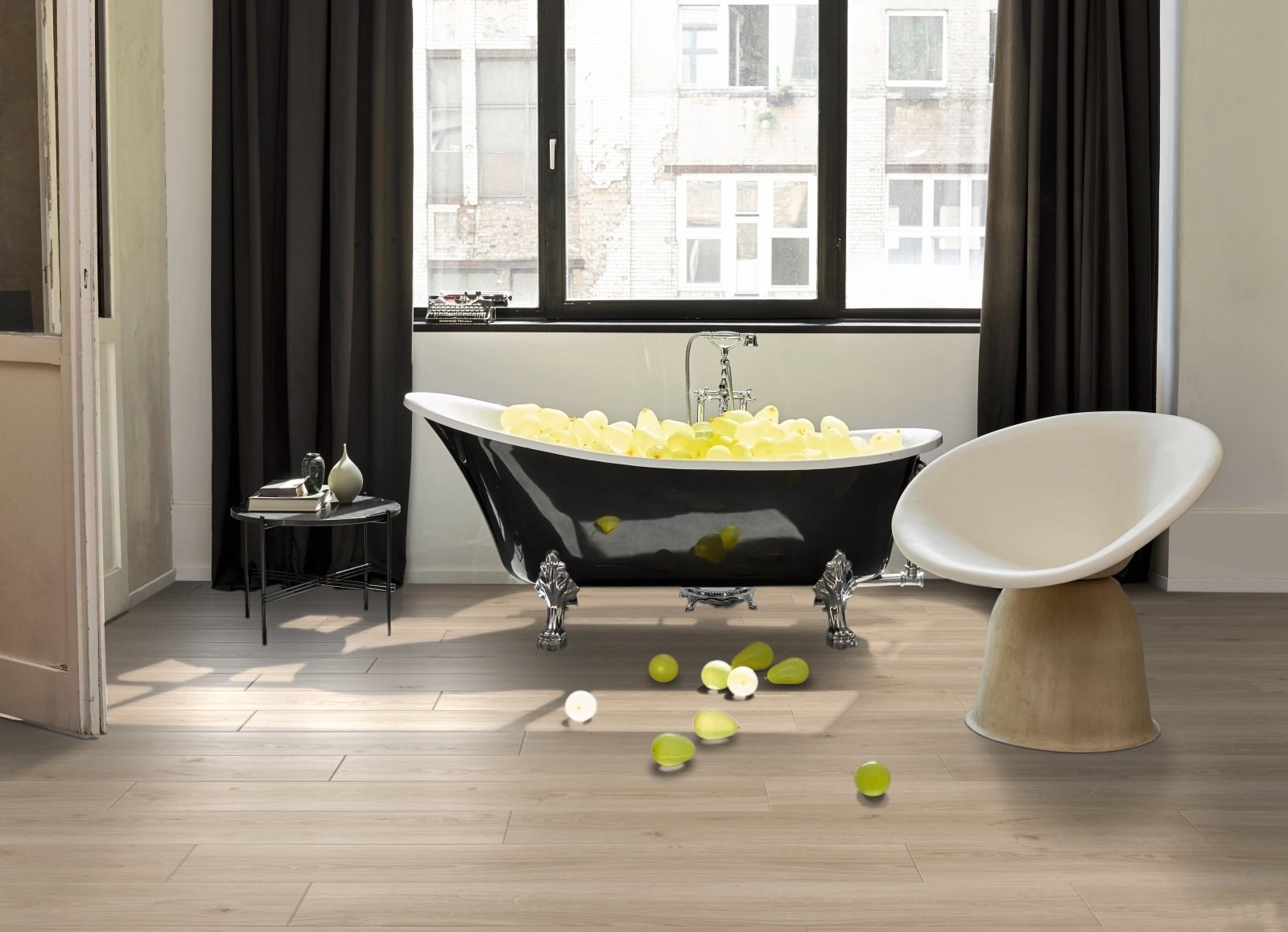 Ламинат Parador Hydron 600 Дуб Студийный шлифованный 1744812 1285×243×9 фото в интерьере