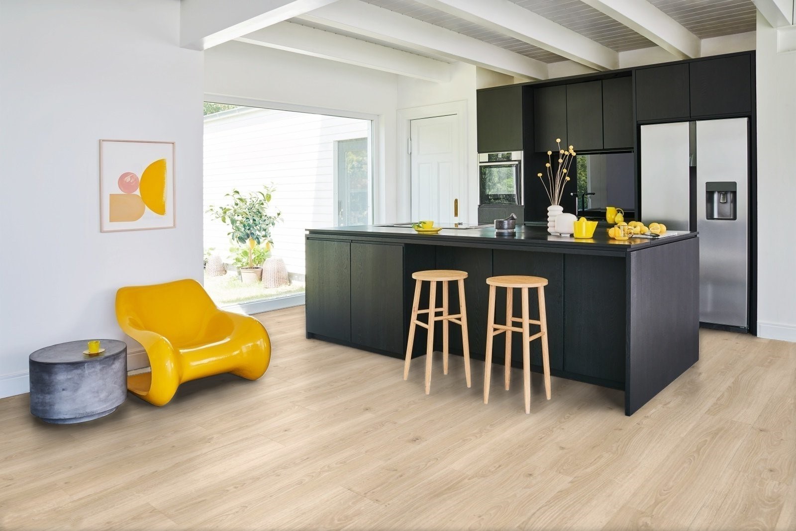 Ламинат Parador Hydron 600 Дуб Студийный шлифованный 1744812 1285×243×9 фото в интерьере