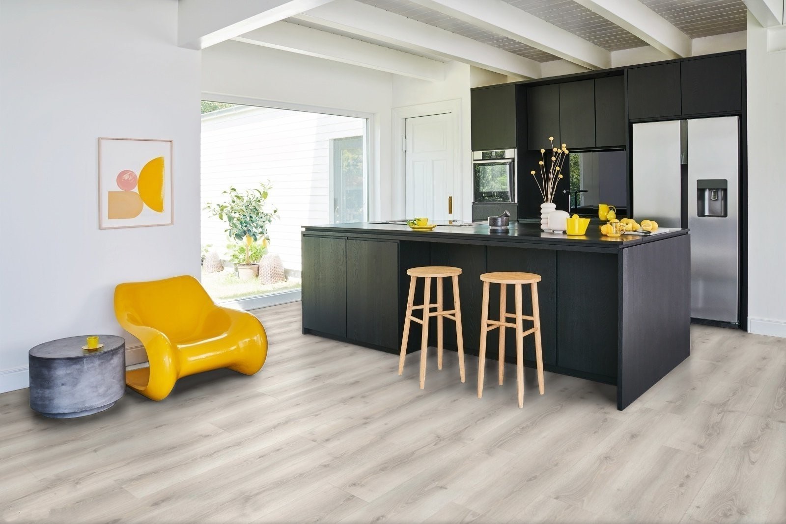 Ламинат Parador Hydron 600 Дуб Аскада бело-выбеленный 1744809 1285×243×9 фото в интерьере