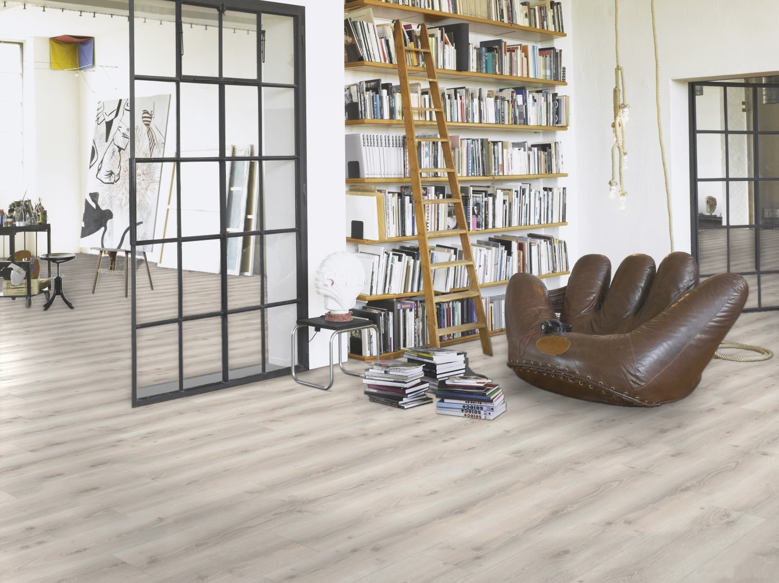 Ламинат Parador Hydron 600 Дуб Аскада бело-выбеленный 1744809 1285×243×9 фото в интерьере