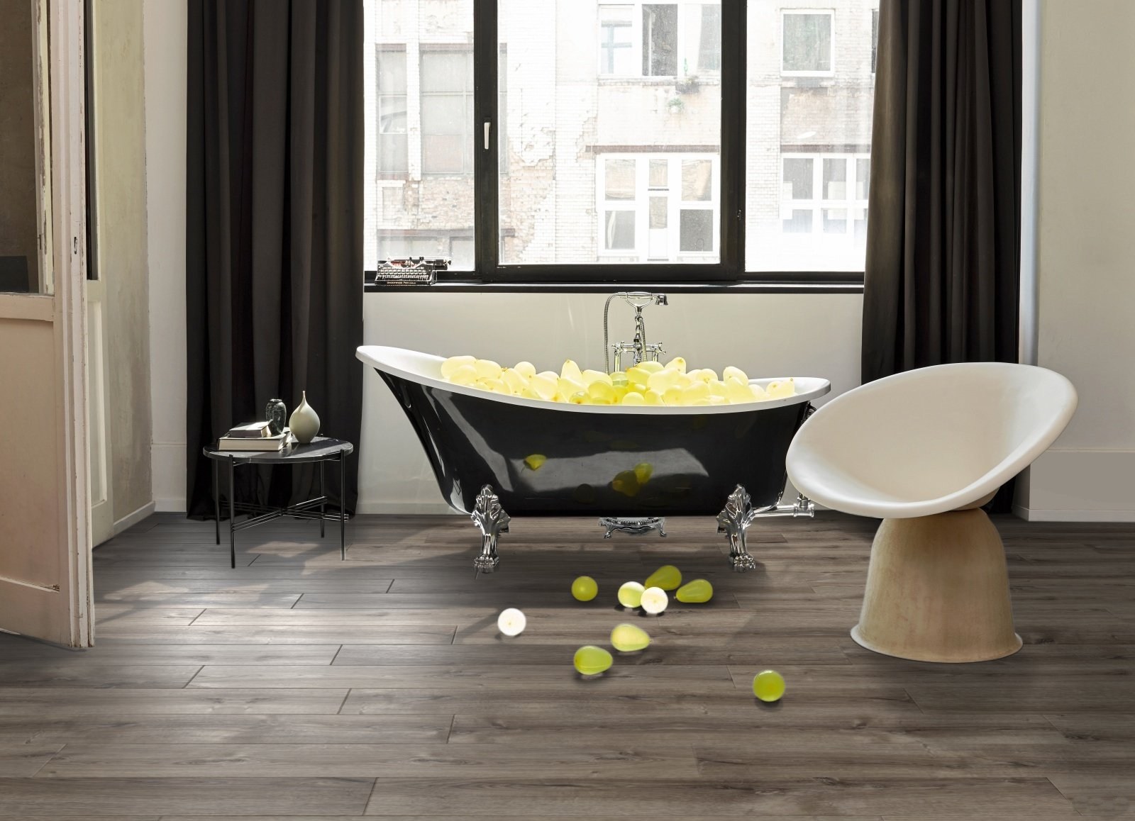 Ламинат Parador Hydron 600 Дуб Валере темно-выбеленный 1744808 1285×243×9 фото в интерьере