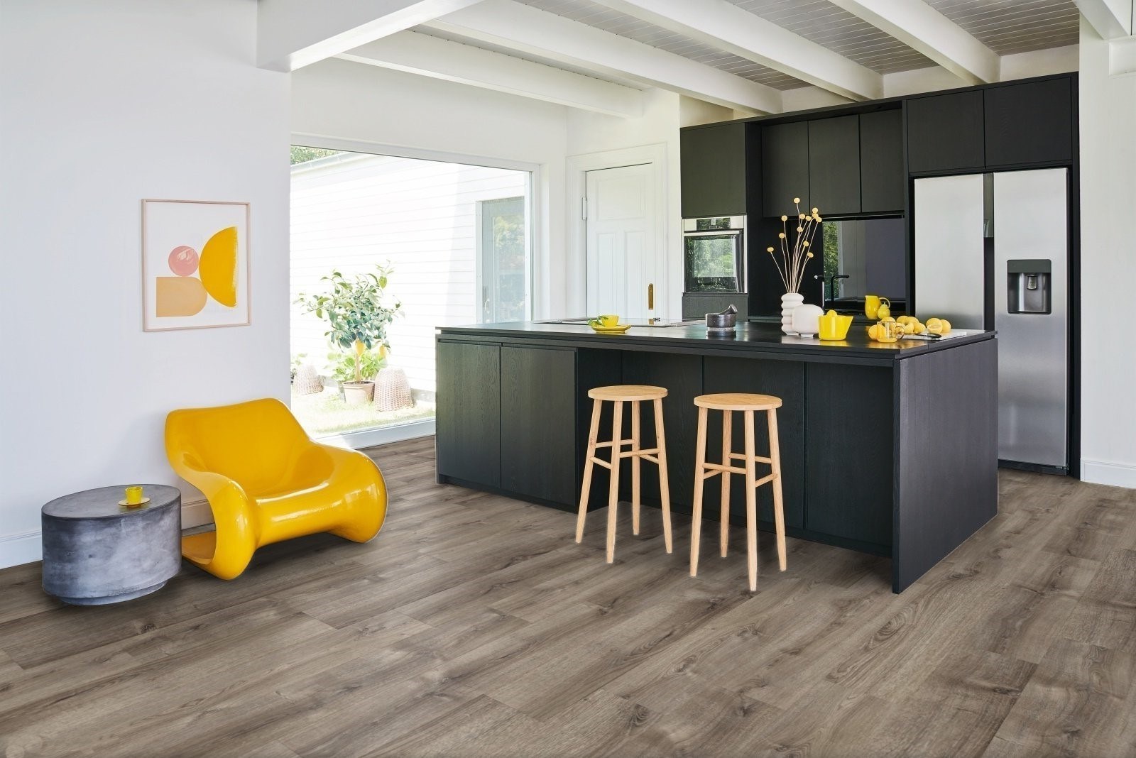 Ламинат Parador Hydron 600 Дуб Валере темно-выбеленный 1744808 1285×243×9 фото в интерьере