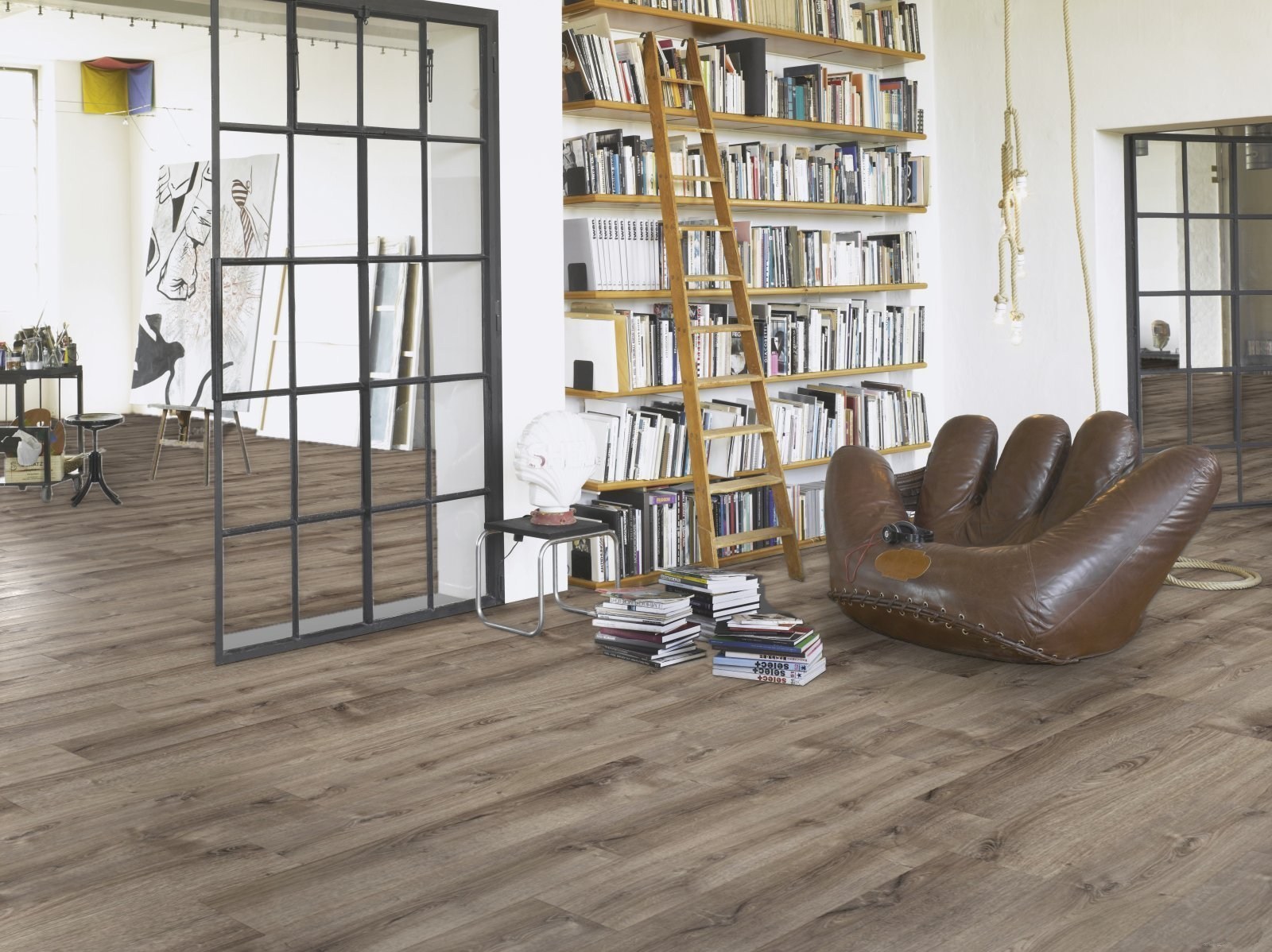 Ламинат Parador Hydron 600 Дуб Валере темно-выбеленный 1744808 1285×243×9 фото в интерьере