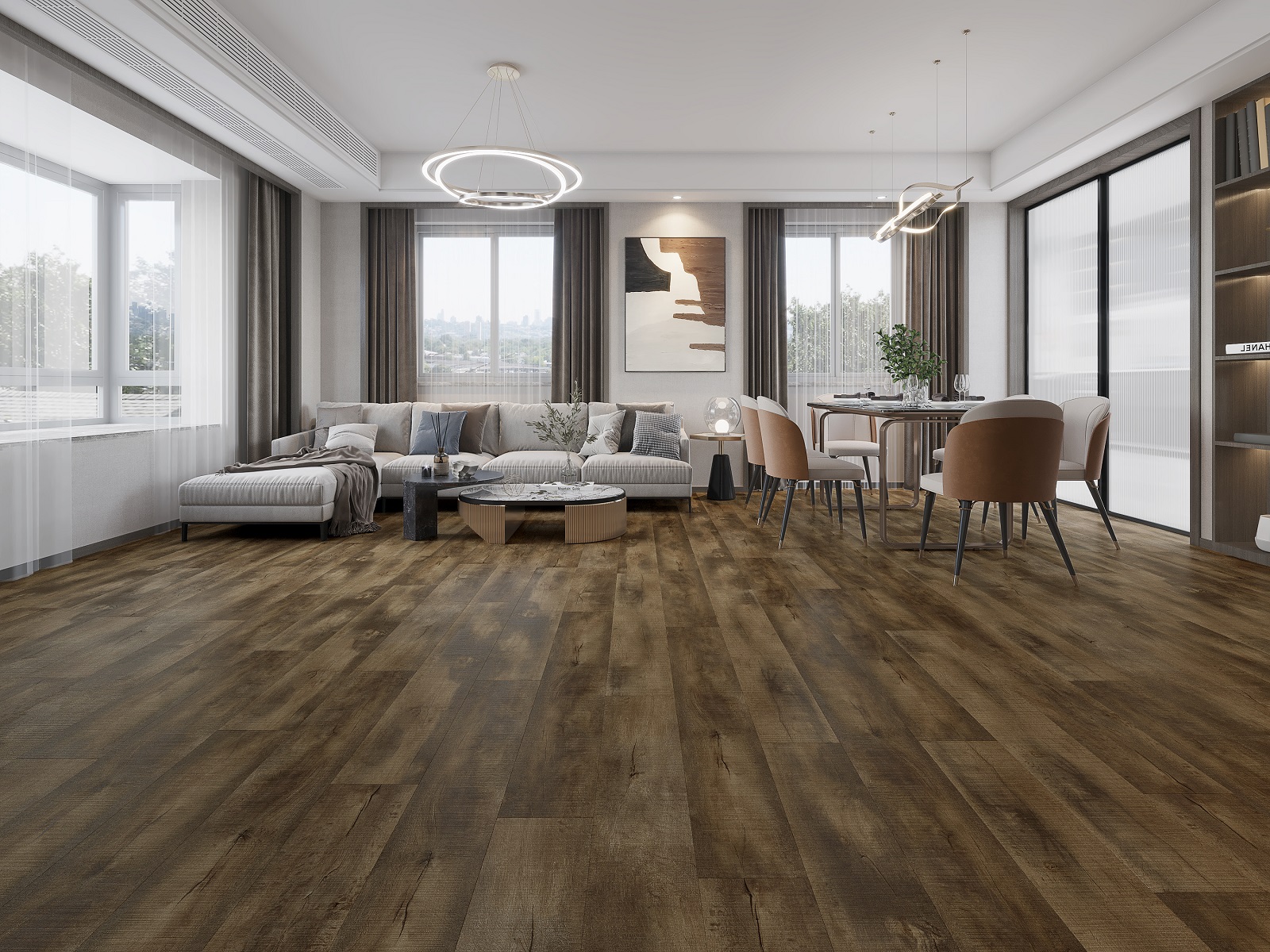 Кварцвиниловый SPC ламинат Evofloor Life Click Дуб Капри S001 1220×184×3,5 фото в интерьере