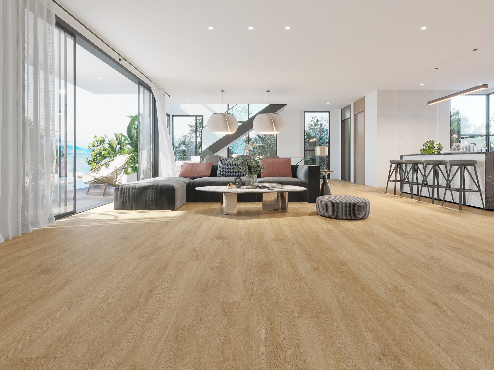 Кварцвиниловый SPC ламинат Evofloor Life Click Oak Borneo Дуб Борнео S006-2 1220×184×3,5 фото в интерьере